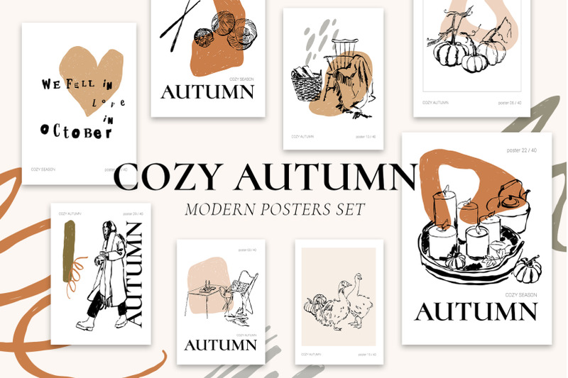 cozy-autumn-modern-posters-set