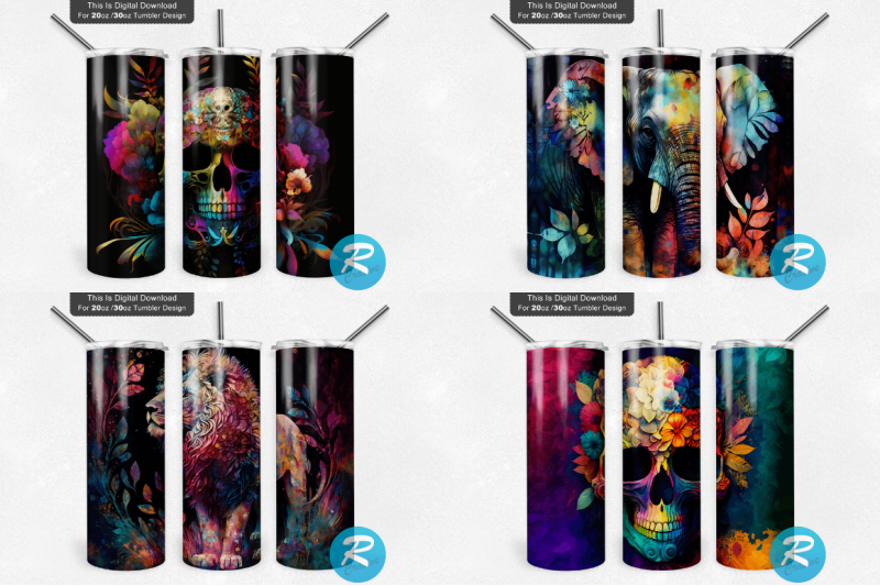 neon-alcohol-ink-tumbler-bundle