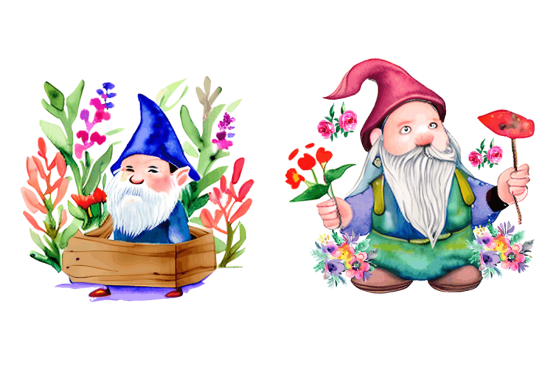 watercolor-garden-gnome-clipart-bundle