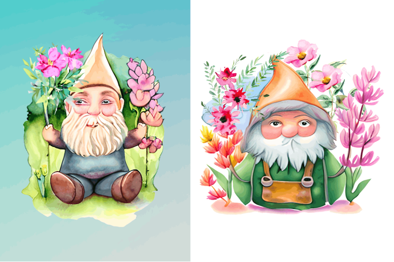 watercolor-garden-gnome-clipart-bundle