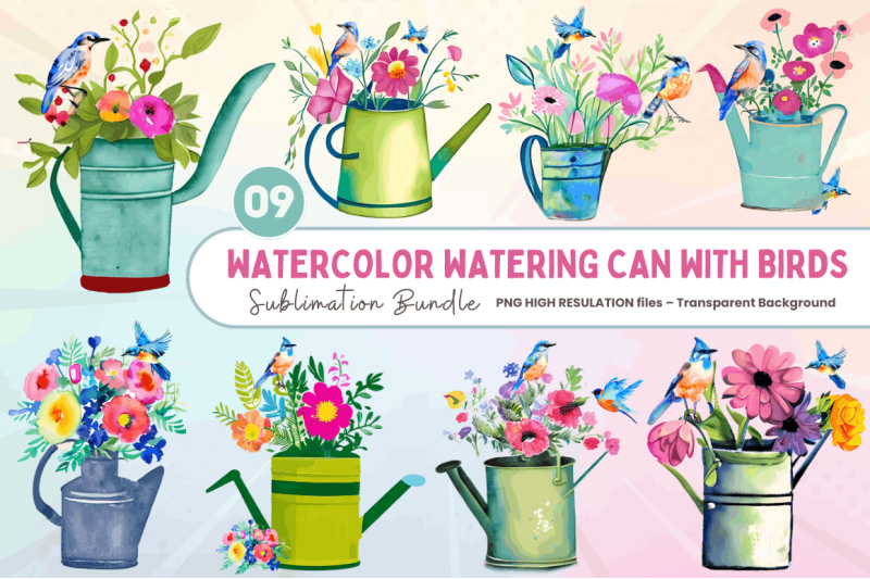 watercolor-watering-can-with-birds-clipart-bundle