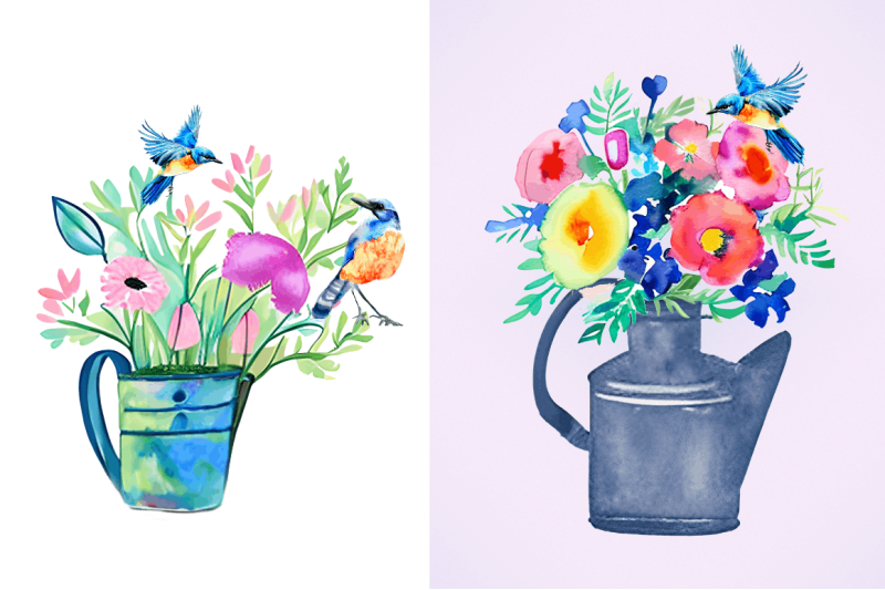 watercolor-watering-can-with-birds-clipart-bundle