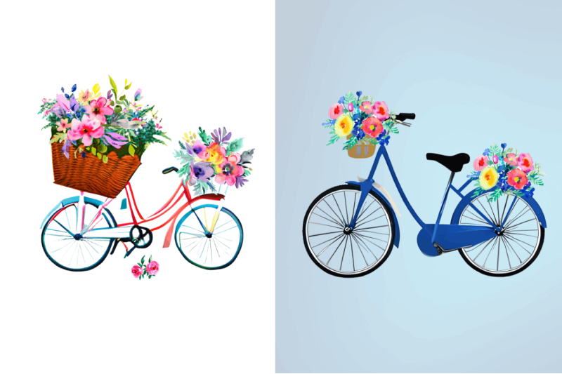 watercolor-floral-bicycle-clipart-bundle