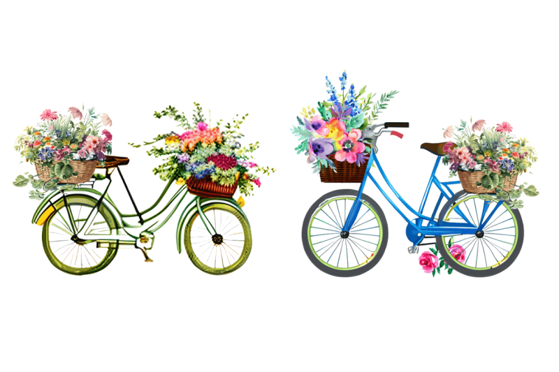 watercolor-floral-bicycle-clipart-bundle