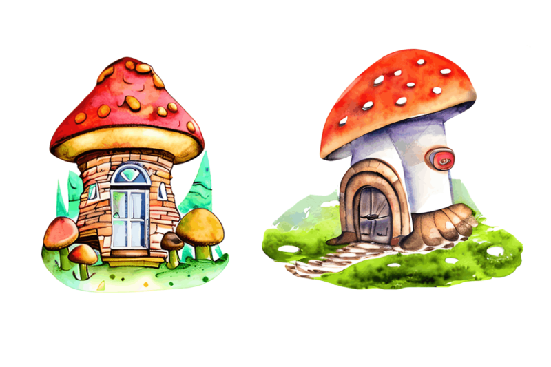 magic-mushroom-house-watercolor-clipart