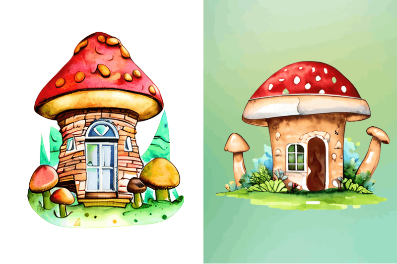 magic-mushroom-house-watercolor-clipart