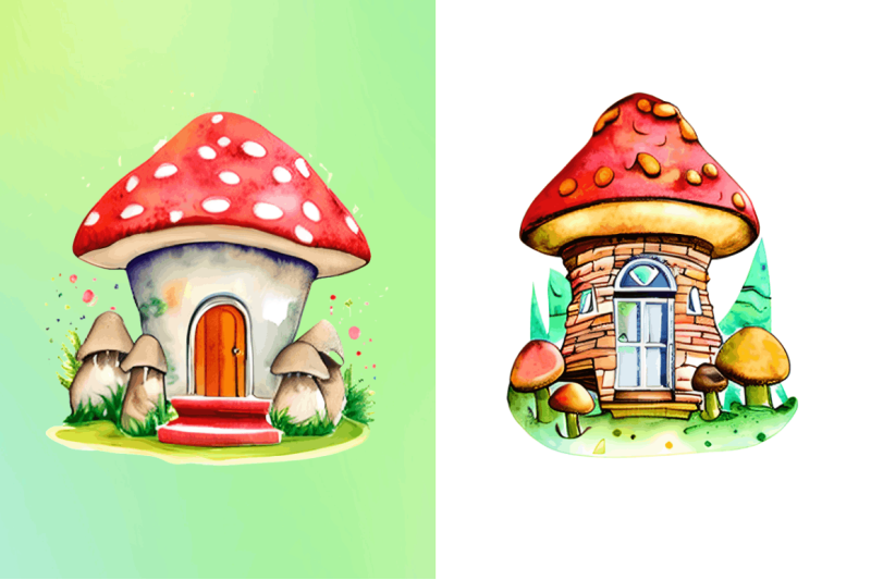 magic-mushroom-house-watercolor-clipart