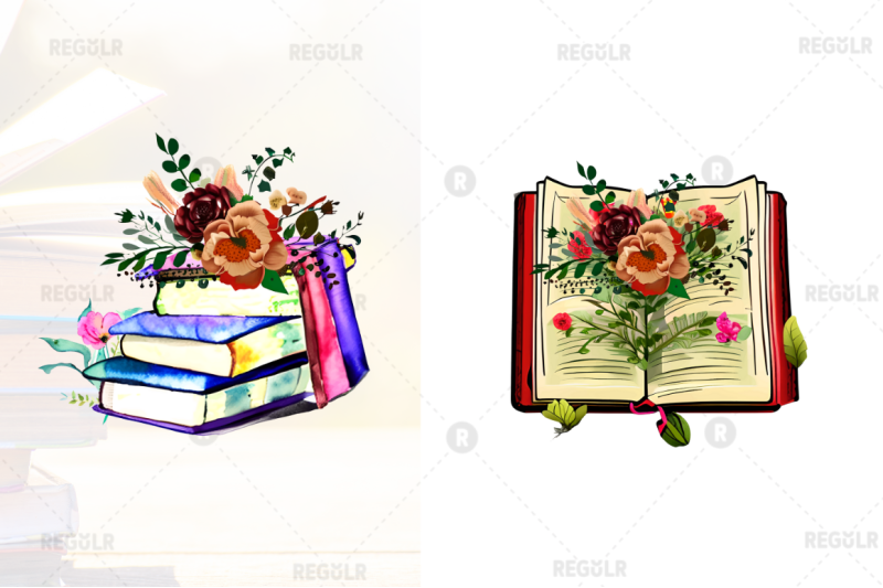 watercolor-retro-floral-book-clipart