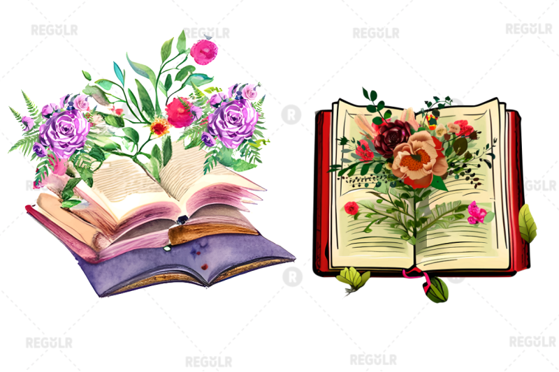 watercolor-retro-floral-book-clipart