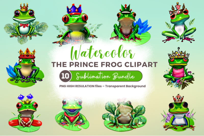 watercolor-the-prince-frog-clipart-bundle