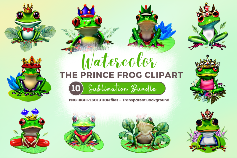 watercolor-the-prince-frog-clipart-bundle