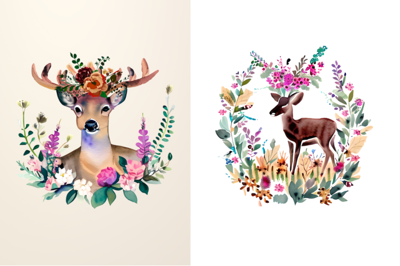 deer-boho-floral-watercolor-sublimation-bundle
