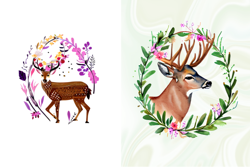 deer-boho-floral-watercolor-sublimation-bundle