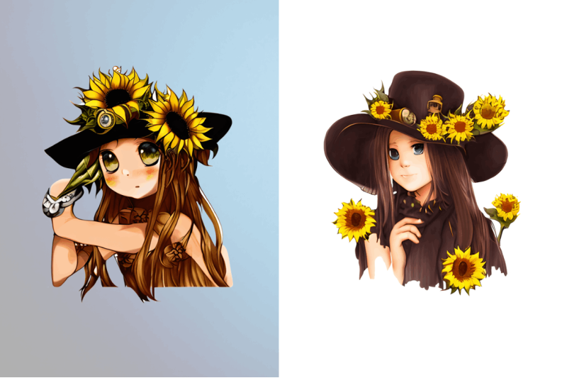 watercolor-cute-chibi-sunflower-clipart-bundle