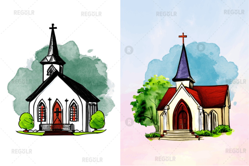 watercolor-church-sublimation-clipart-bundle