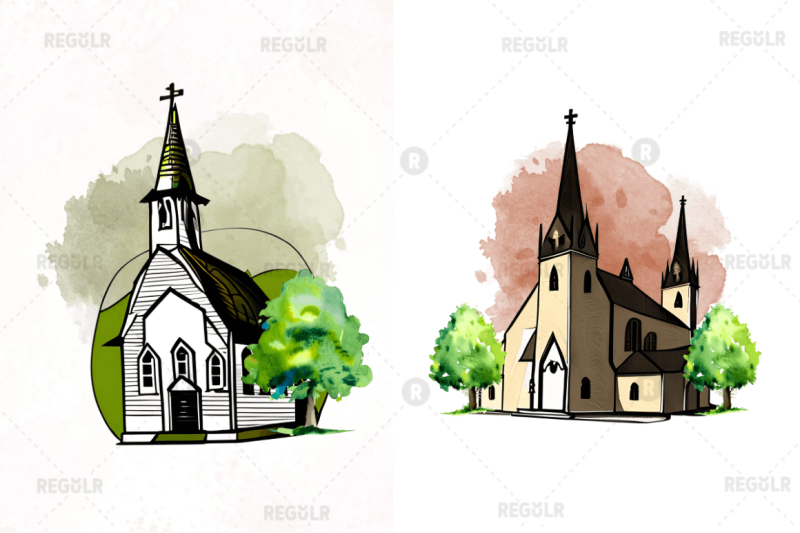 watercolor-church-sublimation-clipart-bundle