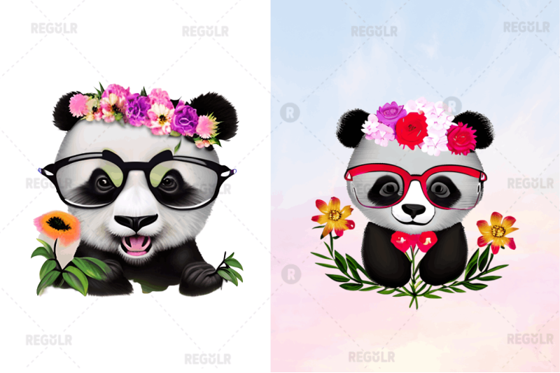 watercolor-baby-panda-and-flower-clipart-bundle