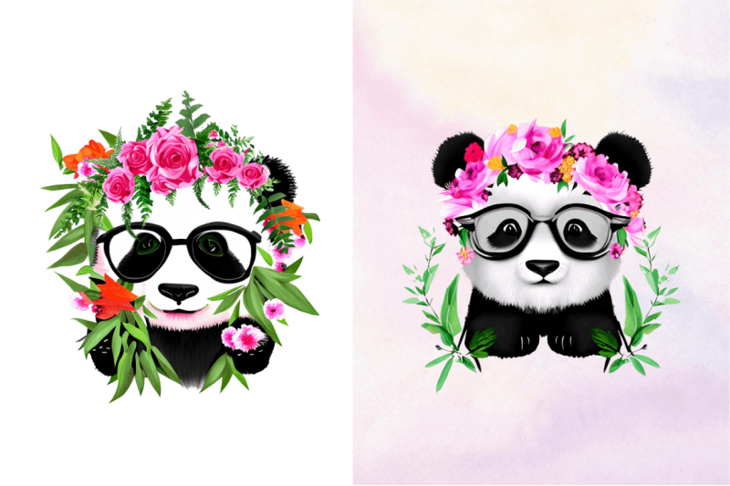 watercolor-baby-panda-and-flower-clipart-bundle