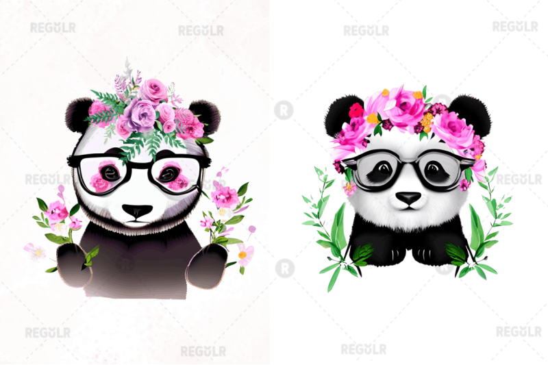 watercolor-baby-panda-and-flower-clipart-bundle