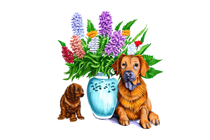 watercolor-dog-floral-clipart-bundle