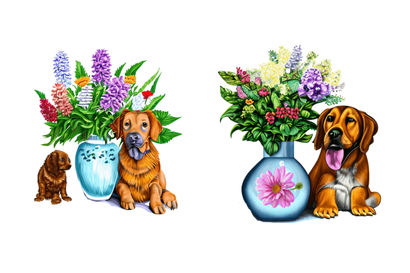 watercolor-dog-floral-clipart-bundle