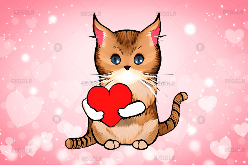 watercolor-funny-cat-valentine-clipart-bundle