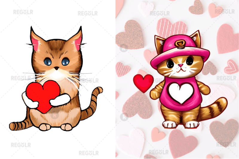 watercolor-funny-cat-valentine-clipart-bundle