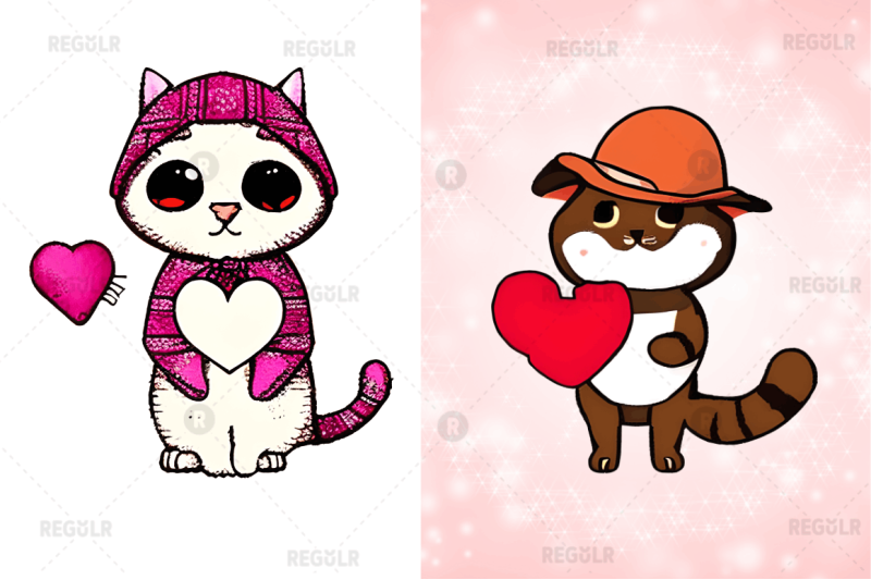 watercolor-funny-cat-valentine-clipart-bundle