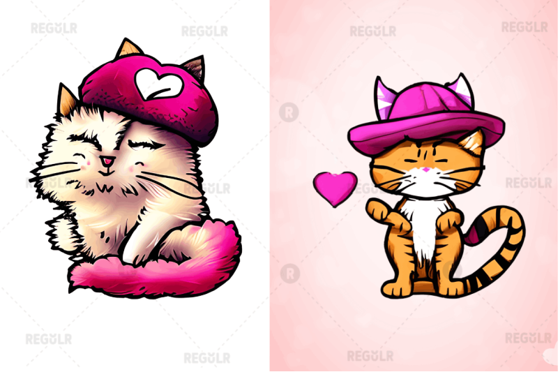 watercolor-funny-cat-valentine-clipart-bundle