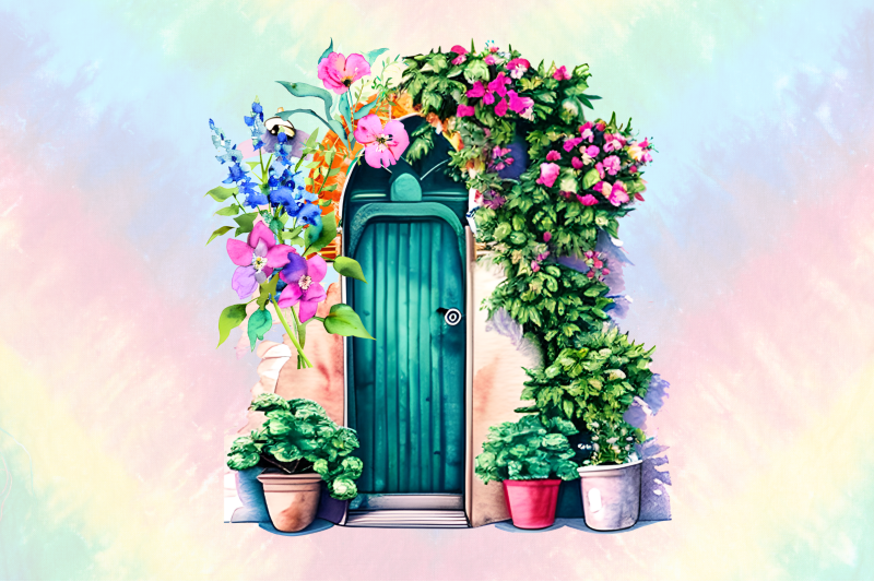 flower-doors-watercolor-clipart-bundle