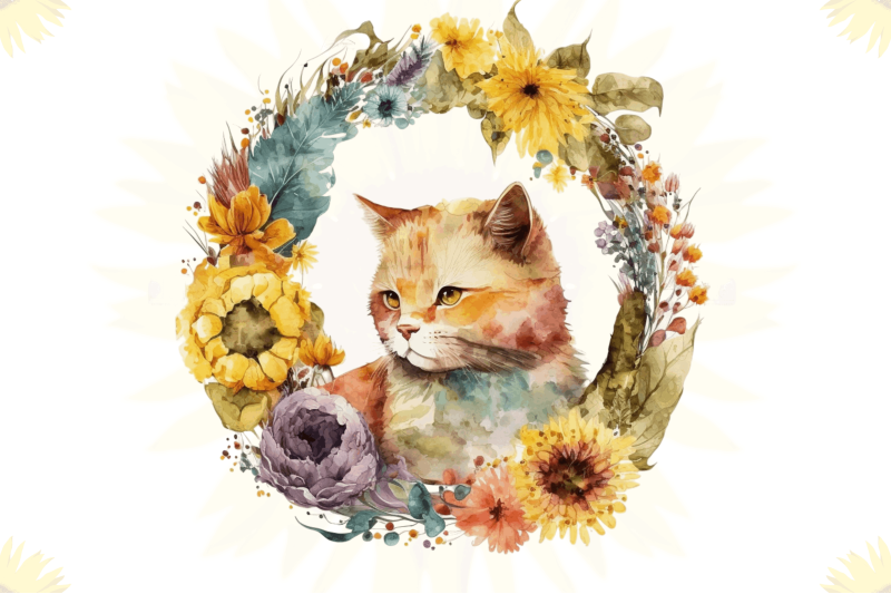 watercolor-cat-with-sunflower-bundle