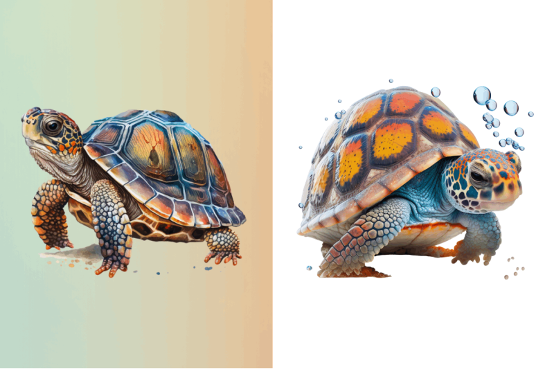 watercolor-cute-turtle-sublimation-clipart-bundle