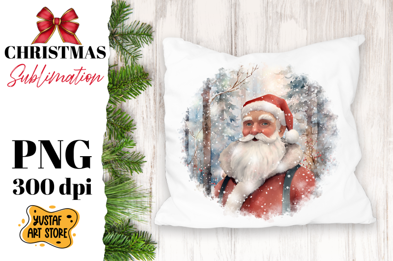 christmas-sublimation-design-santa-claus-in-winter-forest