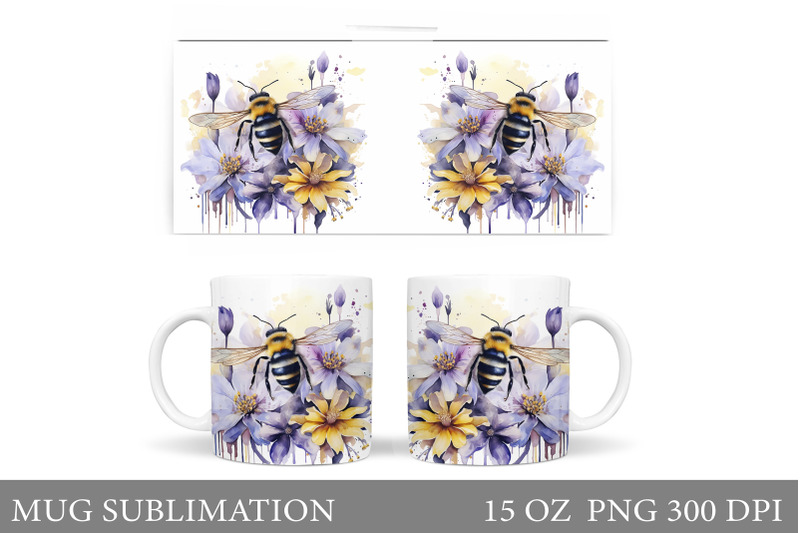 bee-watercolor-mug-wrap-bee-flowers-mug-wrap-design