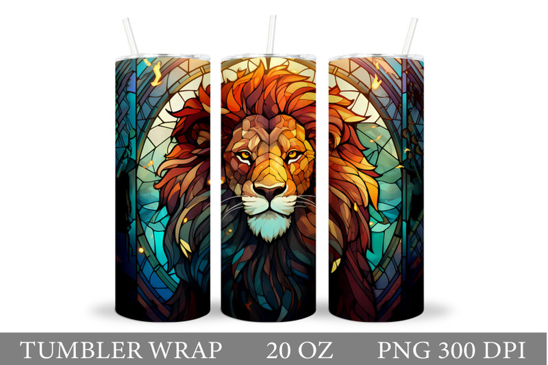 lion-tumbler-wrap-stained-glass-lion-tumbler-design