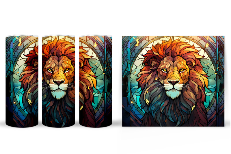 lion-tumbler-wrap-stained-glass-lion-tumbler-design