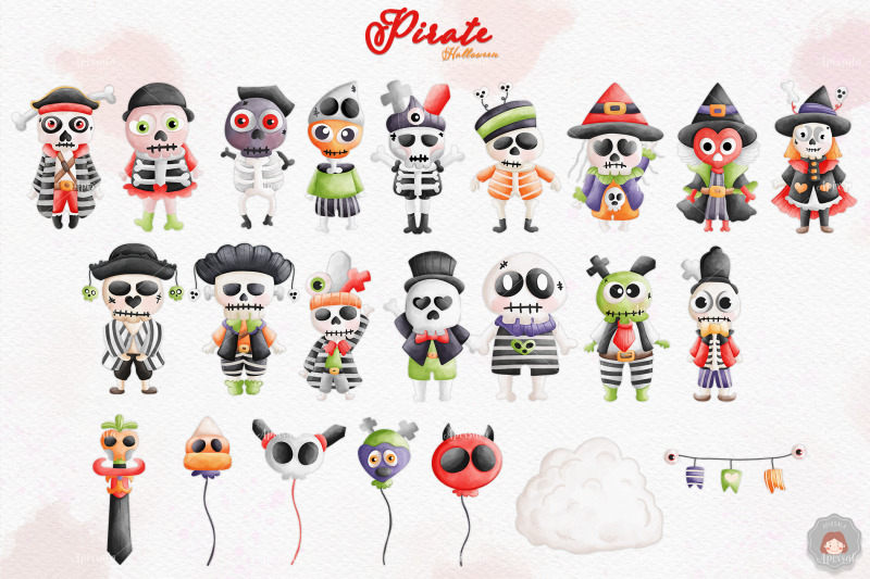cute-pirate-halloween-watercolor-clipart-sublimation