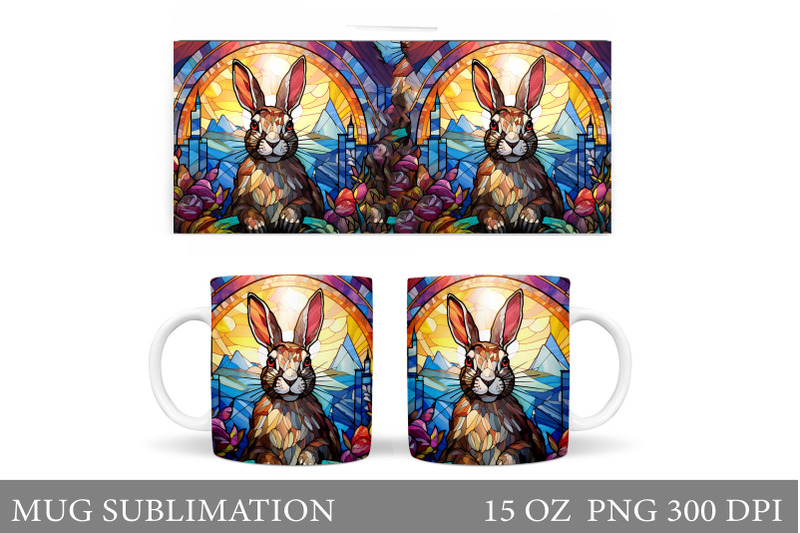 stained-glass-bunny-mug-design-bunny-mug-wrap-sublimation