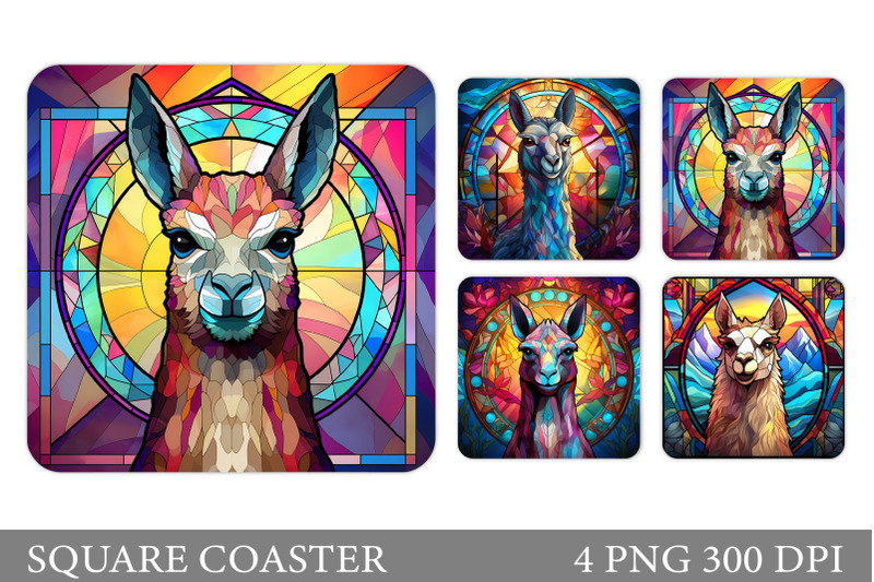 lama-square-coaster-design-stained-glass-lama-coaster