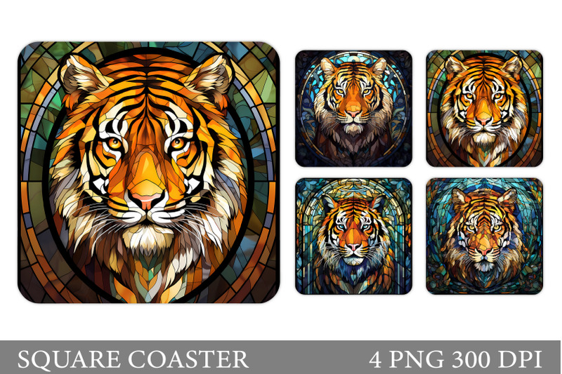 tiger-square-coaster-design-stained-glass-tiger-coaster