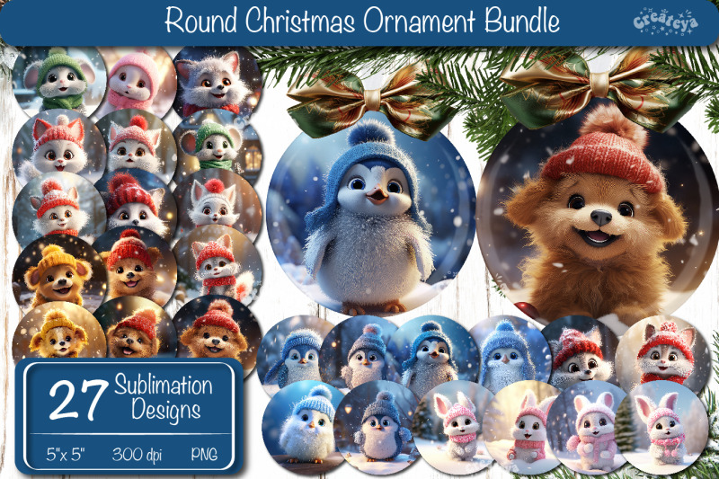 round-christmas-ornament-sublimation-bundle-baby-animas-png