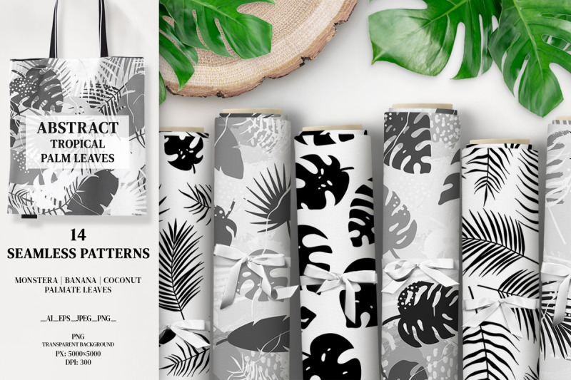 tropical-seamless-patterns-palm-leaves