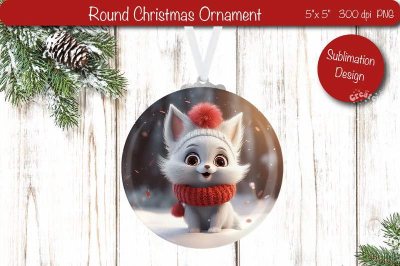 round-christmas-ornament-sublimation-animal-png-cat