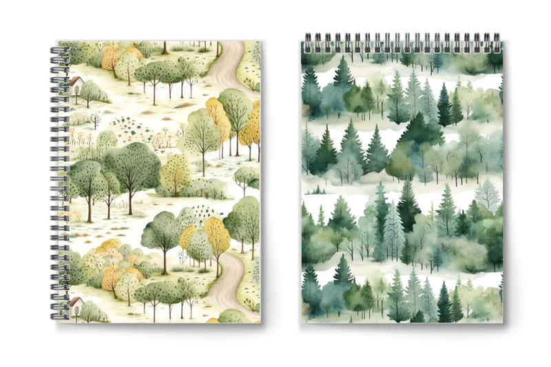 watercolor-forest-seamless-patterns