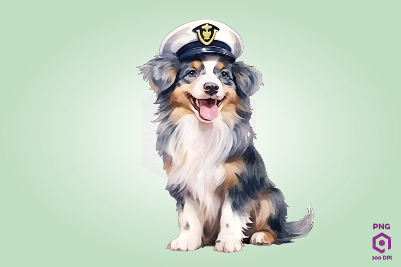 sailor-australian-shepherd-dog-clipart