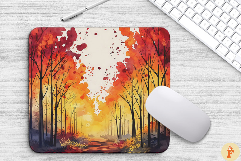 watercolor-autumn-forest-mouse-pad