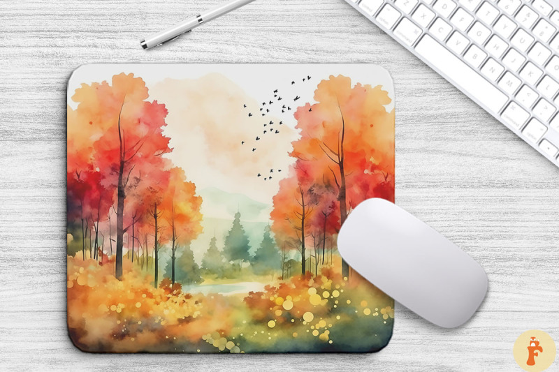 watercolor-autumn-forest-mouse-pad