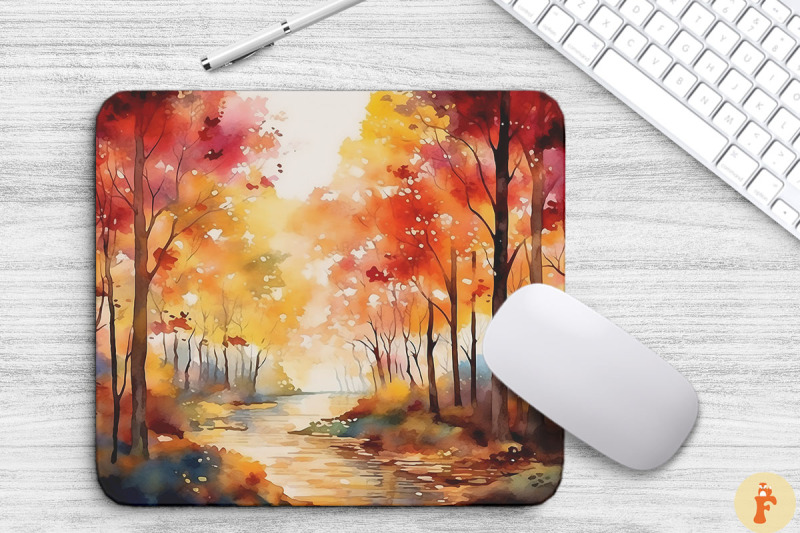 watercolor-autumn-forest-mouse-pad