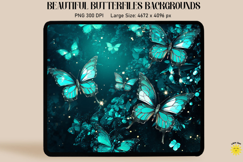 sparkly-turquoise-butterflies-background