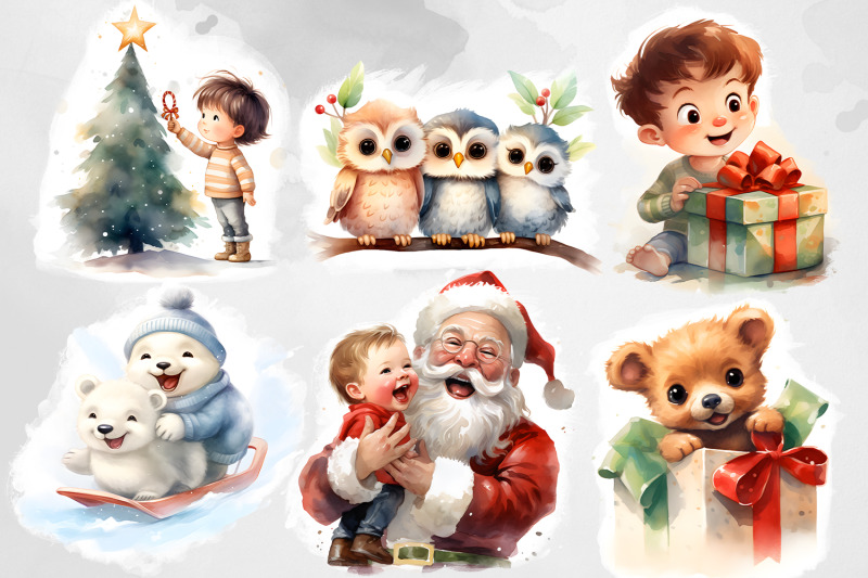 30-christmas-scenes-watercolor-clipart-festive-cute-moment